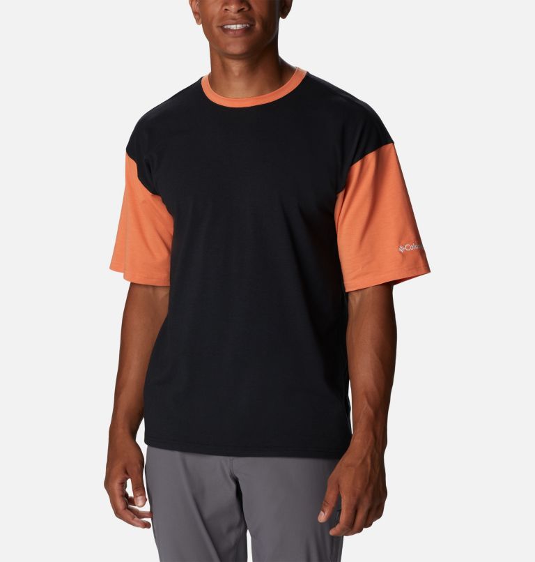 Thumbnail: Men's Deschutes Valley Colorblock T-Shirt, Color: Black, Desert Orange, image 1