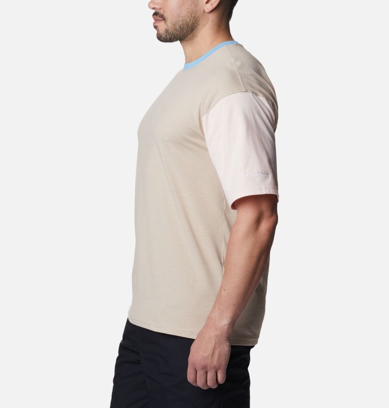 Men's Deschutes Valley T-Shirt, Color: Ancient Fossil, Vista Blue, Peach Blssm, image 3