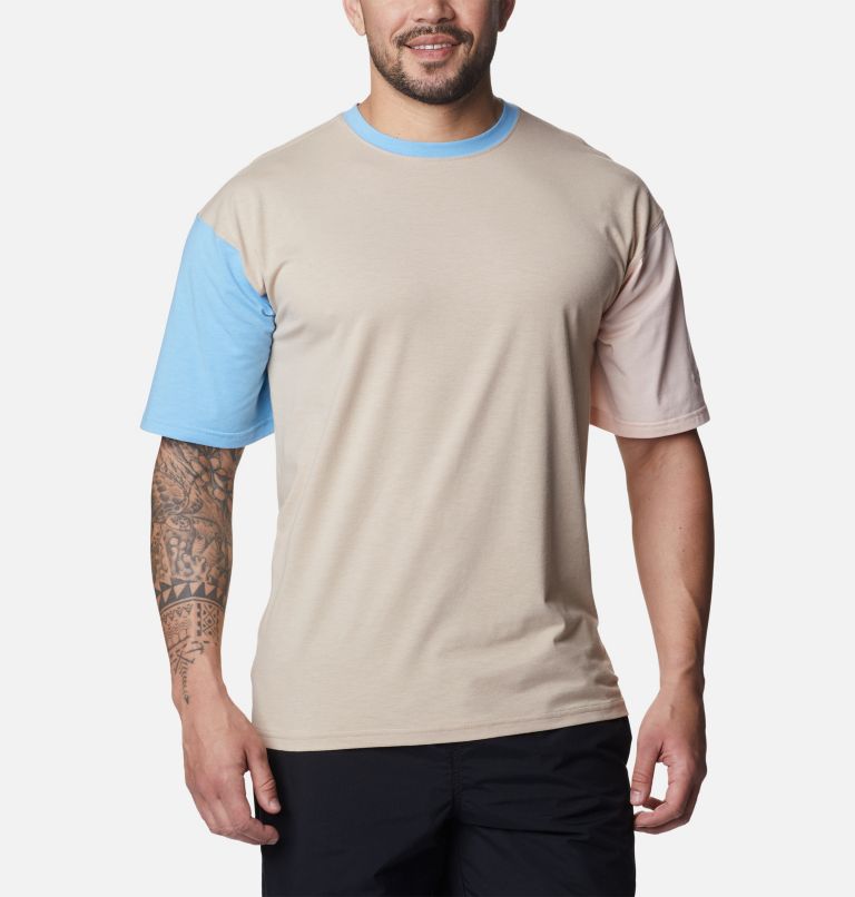 Men's Deschutes Valley T-Shirt, Color: Ancient Fossil, Vista Blue, Peach Blssm, image 1