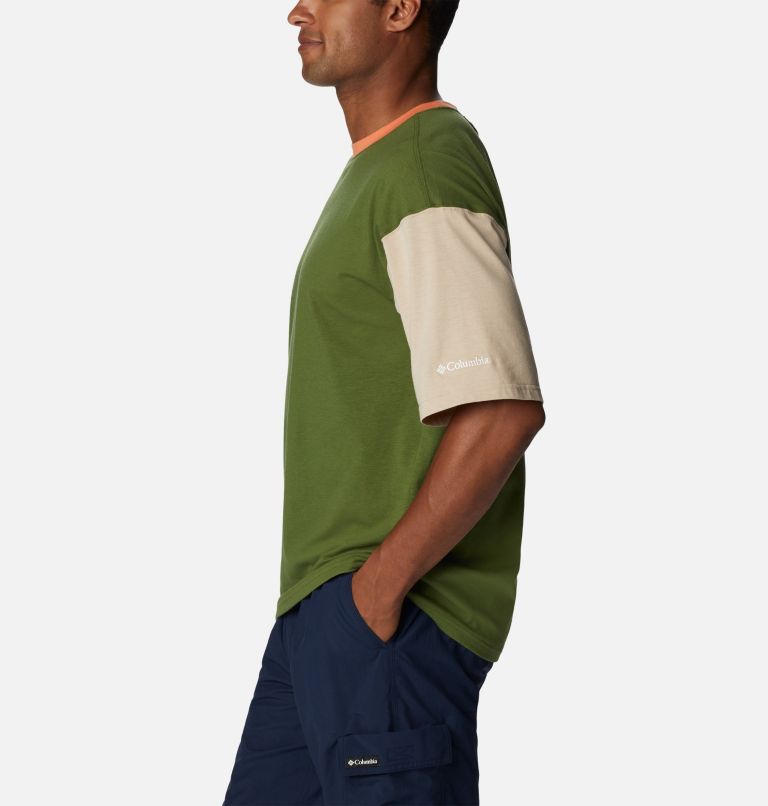 Thumbnail: Men's Deschutes Valley T-Shirt, Color: Pesto, Desert Orange, Ancient Fossil, image 3