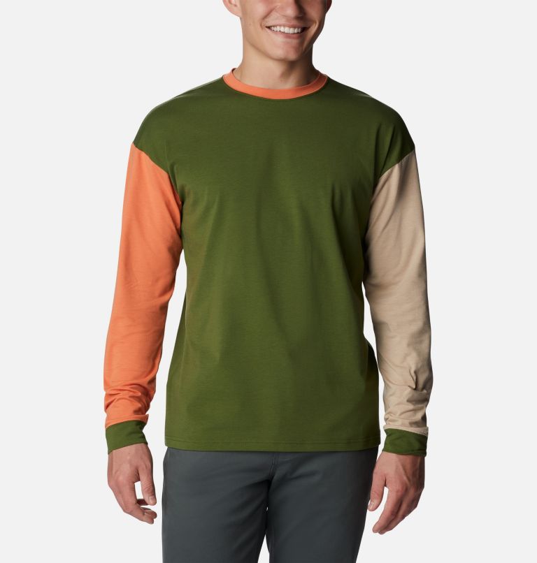 Thumbnail: Men's Deschutes Valley Long Sleeve Shirt, Color: Pesto, Desert Orange, Ancient Fossil, image 1