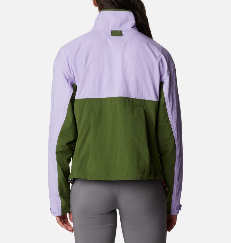 Thumbnail: Women's Deschutes Valley Wind Shell Jacket, Color: Pesto, Frosted Purple, image 2