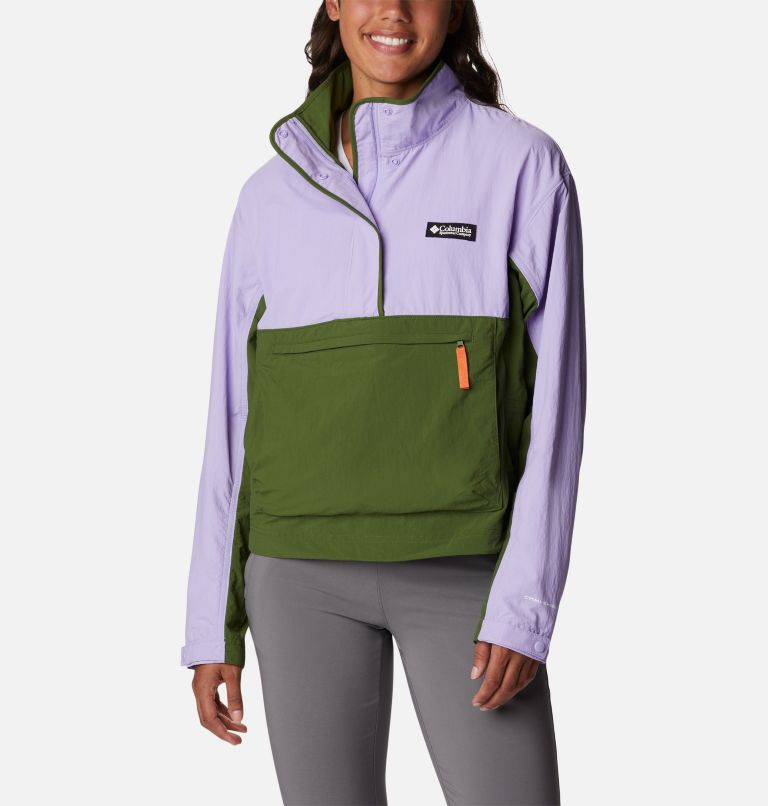 Thumbnail: Women's Deschutes Valley Wind Shell Jacket, Color: Pesto, Frosted Purple, image 1