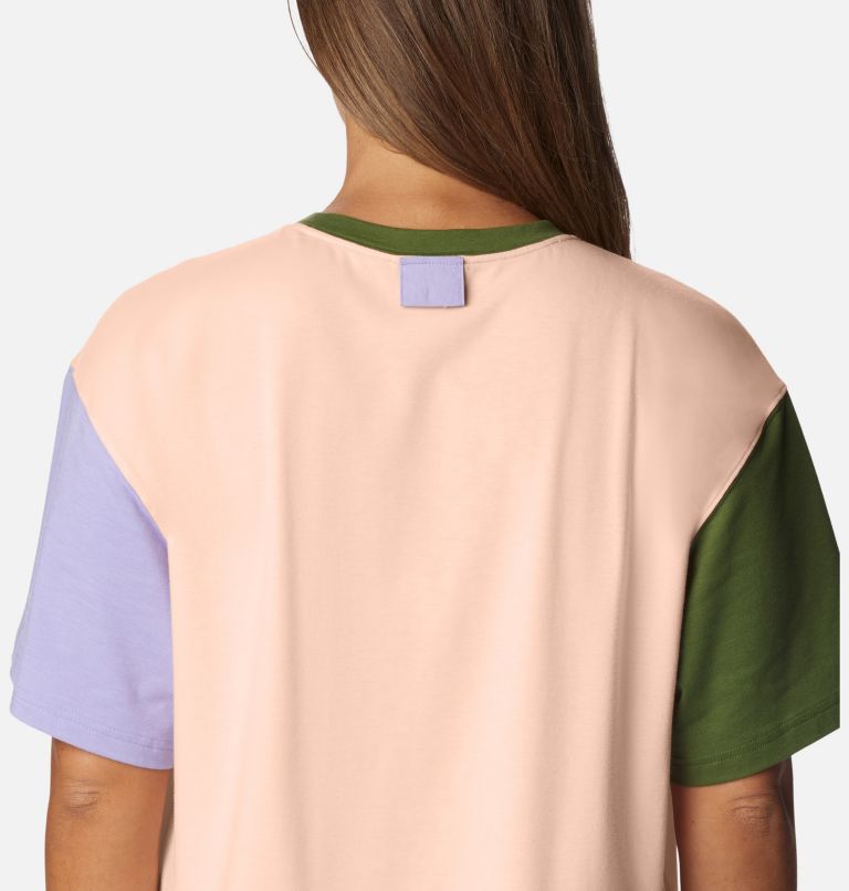 Women's Deschutes Valley Cropped T-Shirt, Color: Peach Blossom, Pesto, Frosted Purple, image 5