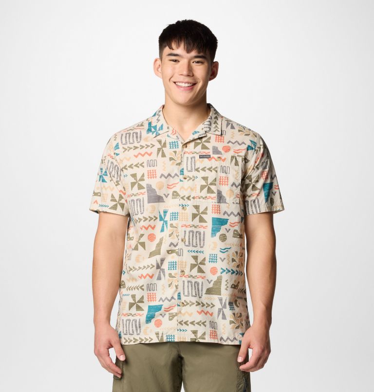 Men's Pine Canyon Short Sleeve Shirt, Color: Dark Stone Outer Bounds, image 1