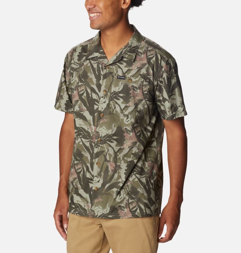 Men's Pine Canyon Short Sleeve Shirt, Color: Stone Green Floriculture, image 6