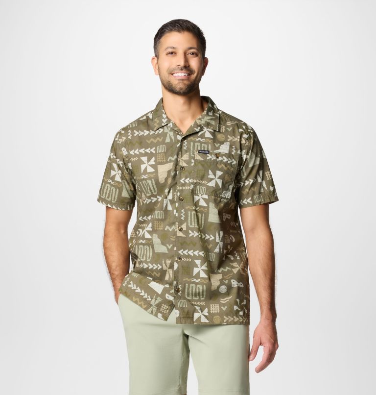 Pine Canyon Kurzarm-Hemd mit Print für Männer, Color: Stone Green Outer Bounds, image 1