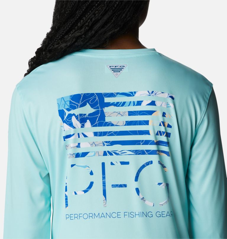 Thumbnail: Women’s PFG Tidal Tee Fish Star Long Sleeve Shirt, Color: Gulf Stream, Fish Star Tropamix, image 5