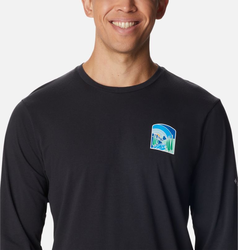 Men's Sun Trek EU Long Sleeve Graphic T-Shirt, Color: Black, Suntrek Hills Chest, image 4