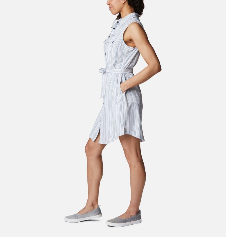 Women's PFG Sun Drifter Woven Dress II, Color: Carbon Vertical Stripe, image 3