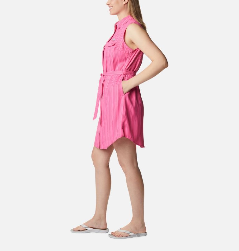 Thumbnail: Women's PFG Sun Drifter Woven Dress II, Color: Ultra Pink Vertical Stripe, image 3