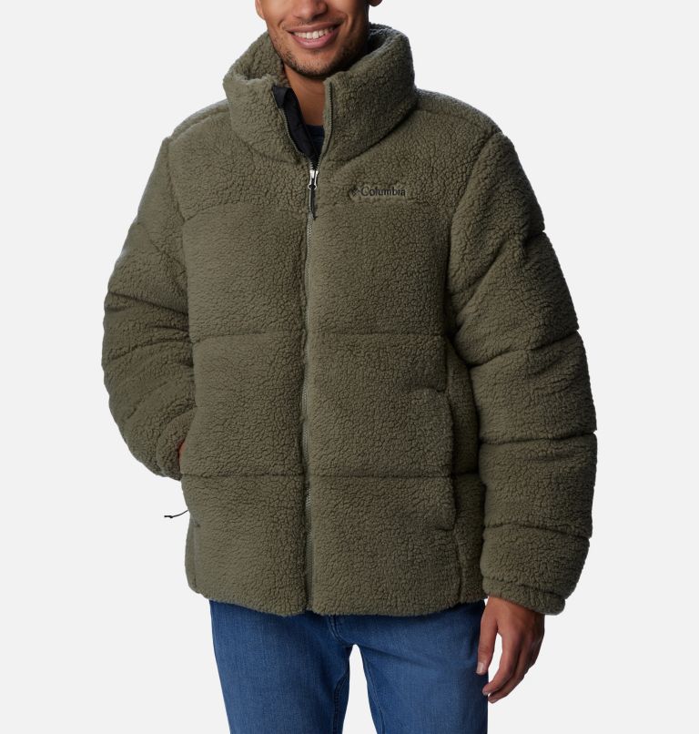 Fleece puffer jacket best sale