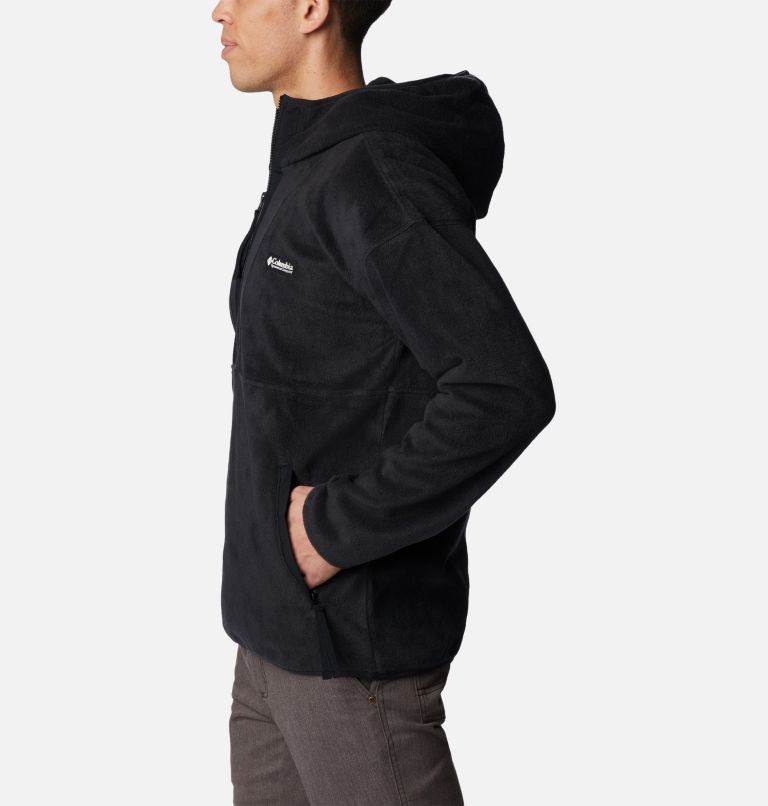 Men's Back Bowl Half Zip Fleece Hoodie, Color: Black, image 3