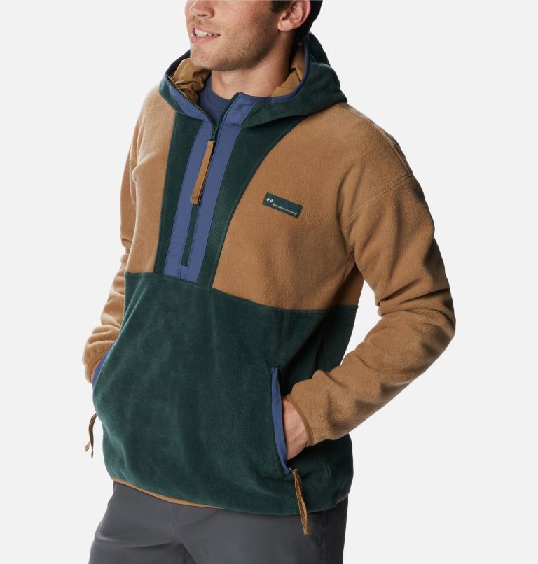 Men's Back Bowl Half Zip Fleece Hoodie, Color: Delta, Spruce, Dark Mountain, image 5