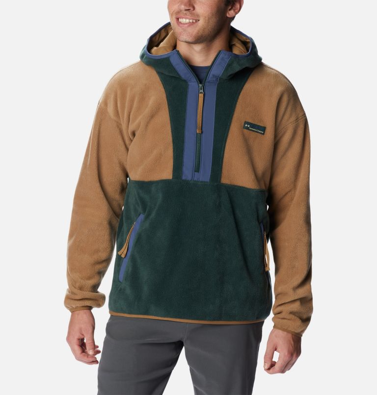Thumbnail: Men's Back Bowl Half Zip Fleece Hoodie, Color: Delta, Spruce, Dark Mountain, image 1
