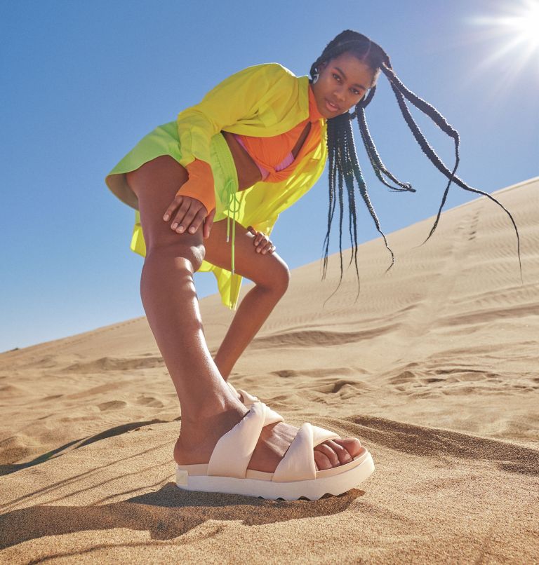 VIIBE Twist Slide Women's Flat Sandal, Color: Nova Sand, Chalk, image 11