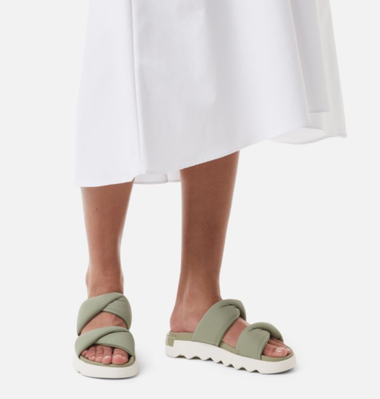 VIIBE Twist Slide Women's Flat Sandal, Color: Safari, Stone Green, image 7