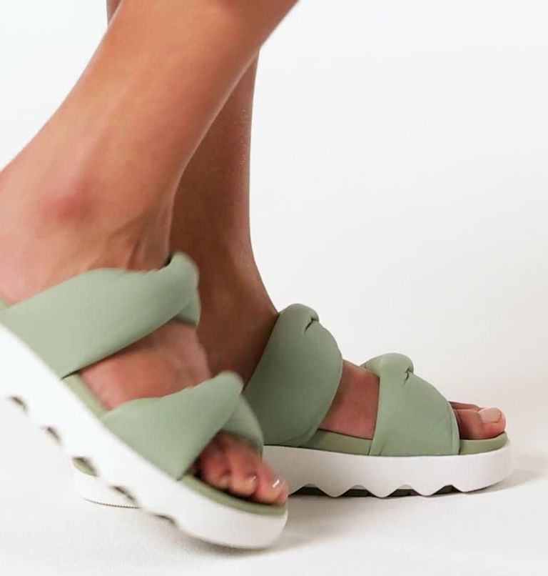 VIIBE Twist Slide Women's Flat Sandal, Color: Safari, Stone Green