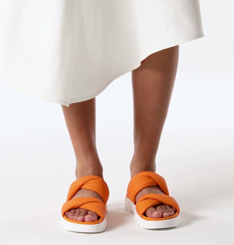 VIIBE Twist Slide Women's Flat Sandal, Color: Koi, Sea Salt