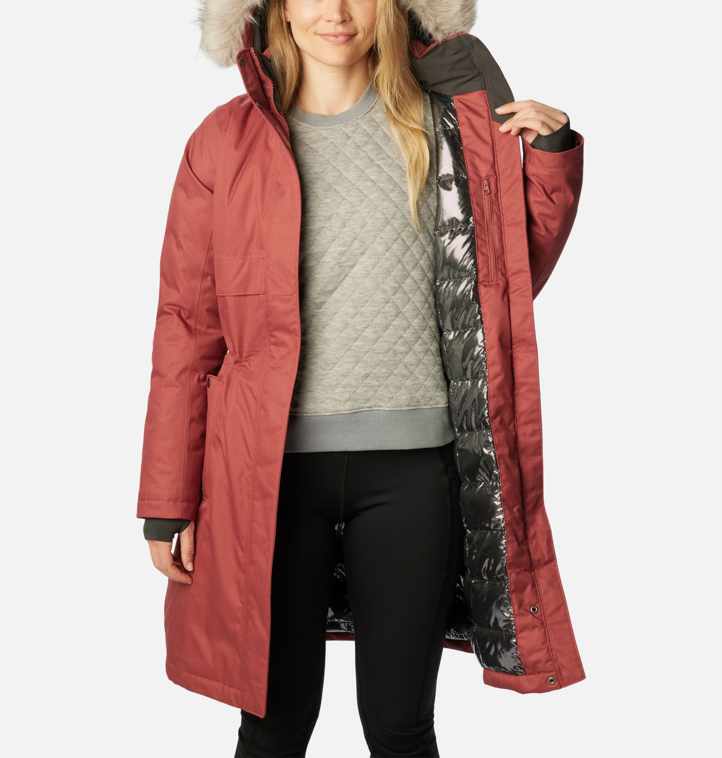 Columbia women's apres arson long store down jacket