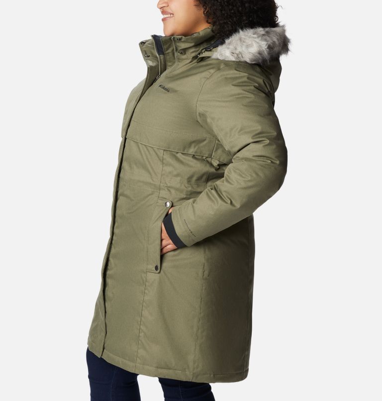 Thumbnail: Women's Apres Arson Winter Long Down Jacket - Plus Size, Color: Stone Green, image 3
