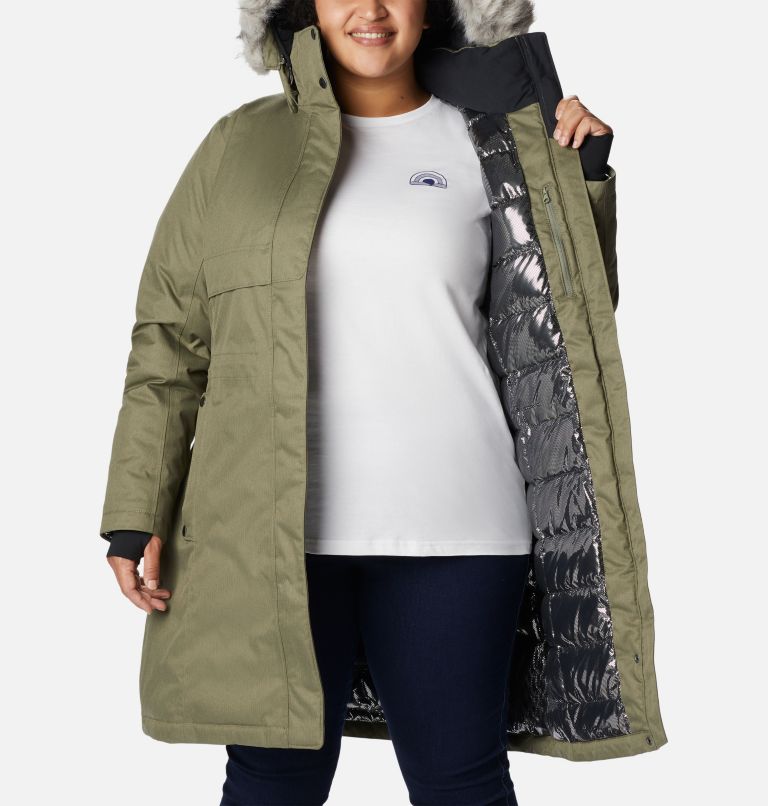 Women's Apres Arson Winter Long Down Jacket - Plus Size, Color: Stone Green, image 5