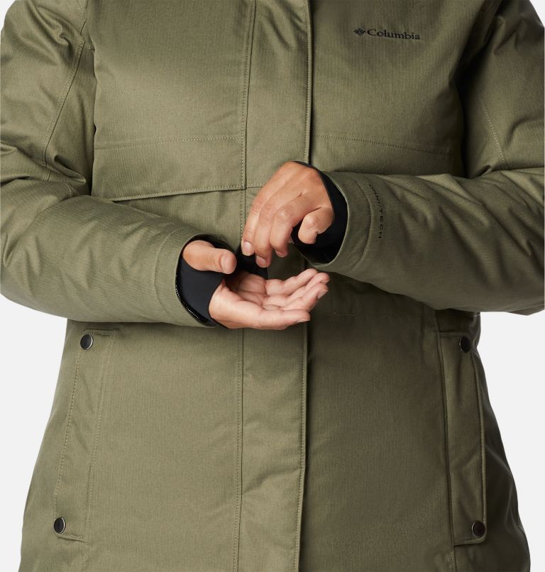 Thumbnail: Women's Apres Arson Winter Long Down Jacket - Plus Size, Color: Stone Green, image 10