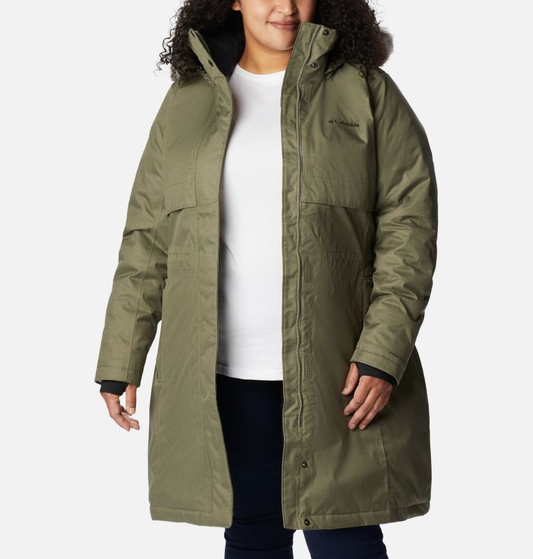 Thumbnail: Women's Apres Arson Winter Long Down Jacket - Plus Size, Color: Stone Green, image 11