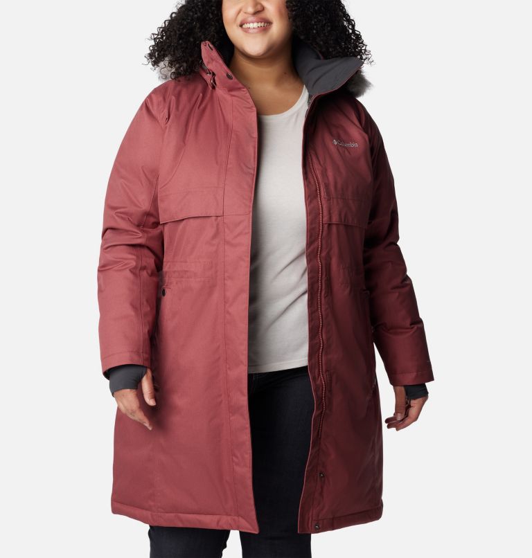 Thumbnail: Women's Apres Arson Winter Long Down Jacket - Plus Size, Color: Beetroot, image 11