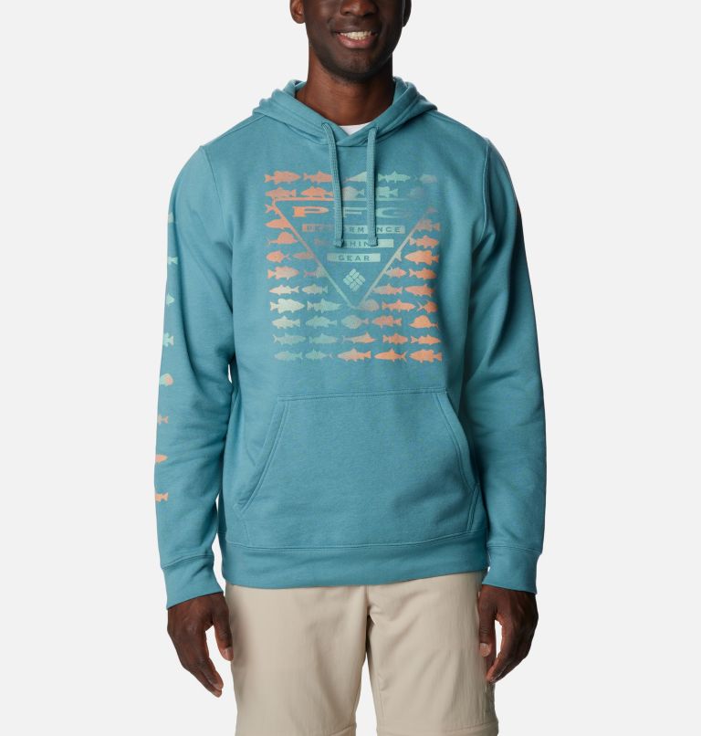 Chandail à capuchon PFG Elements Homme, Color: Tranquil Teal, Bright Nectar Gradient, image 1