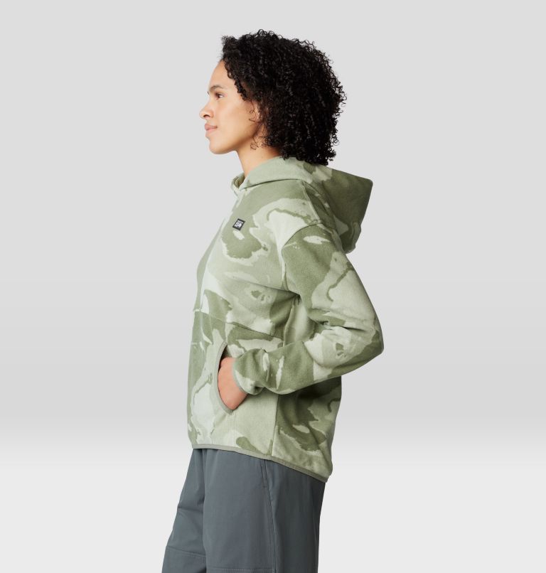 Women's Microchill Hoody, Color: Green Fade Snowdrifts Print, image 3