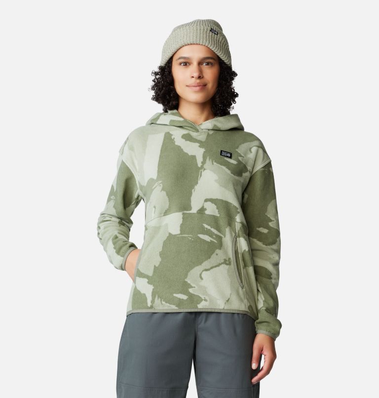 Women's Microchill Hoody, Color: Green Fade Snowdrifts Print, image 5