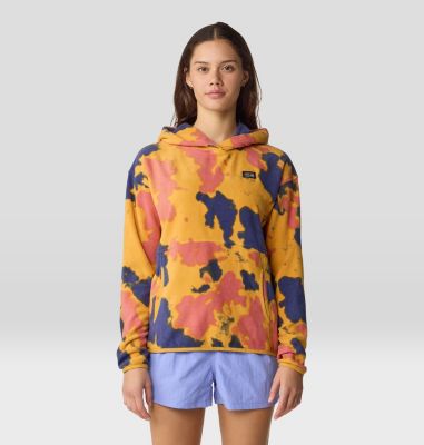 Women's Microchill Hoody, Color: Sundown Gold Blissed Dye Print, image 5