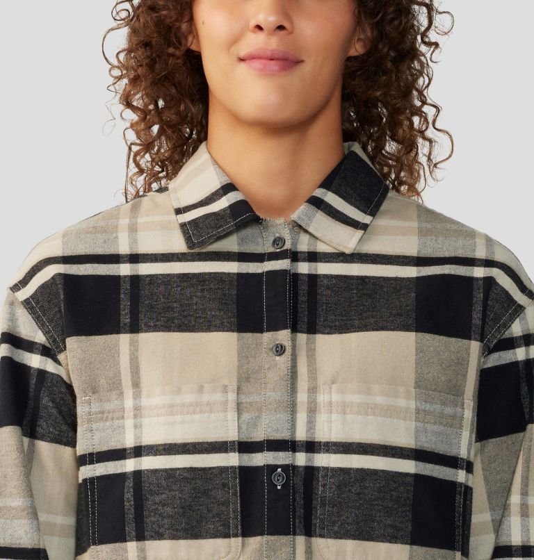Women's Dolores Flannel Long Sleeve Shirt, Color: Oyster Shell, image 4