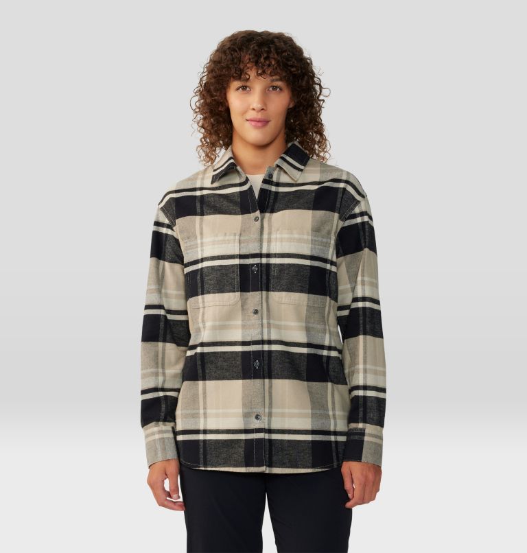 Thumbnail: Women's Dolores Flannel Long Sleeve Shirt, Color: Oyster Shell, image 5
