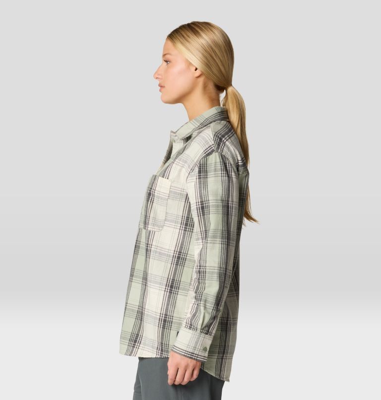 Women's Dolores Flannel Long Sleeve Shirt, Color: White Sage Starlights Plaid, image 3