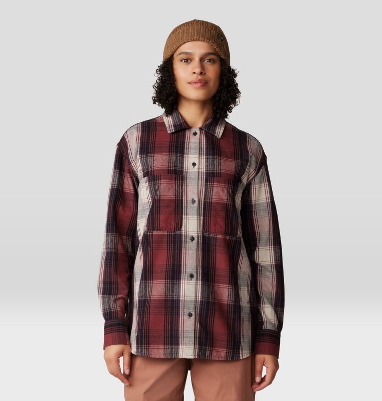 Women's Dolores Flannel Long Sleeve Shirt, Color: Pluot Starlights Plaid, image 5