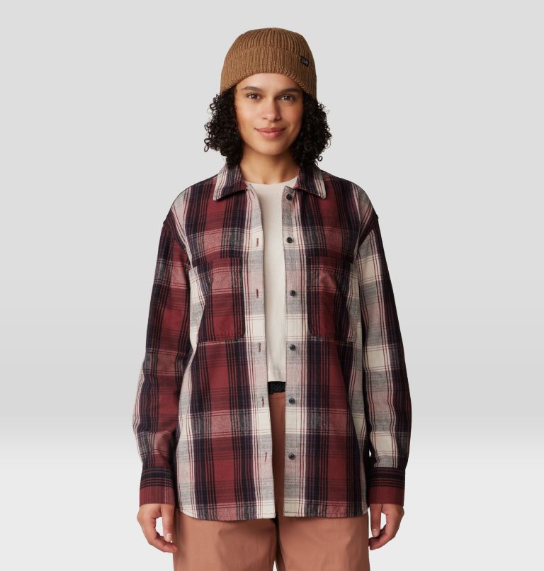 Women's Dolores Flannel Long Sleeve Shirt, Color: Pluot Starlights Plaid, image 1