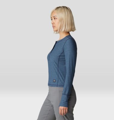 Women's Chillaction Henley, Color: Adriatic Blue Heather, image 7