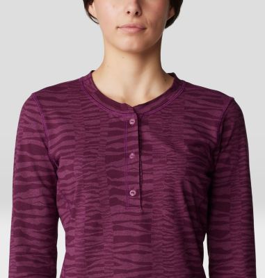 Women's Chillaction Henley, Color: Sugar Plum Ridgelines Print, image 4
