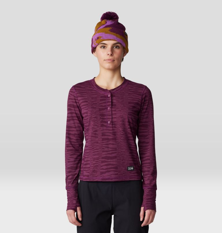 Women's Chillaction Henley, Color: Sugar Plum Ridgelines Print, image 1