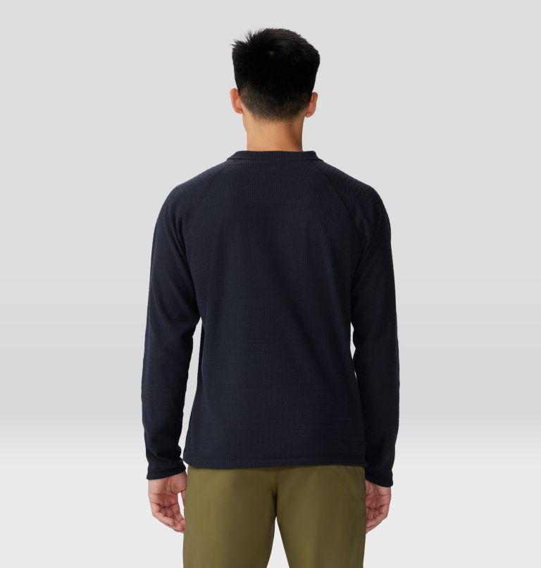 Men's Summit Grid Long Sleeve Crew, Color: Black, image 2