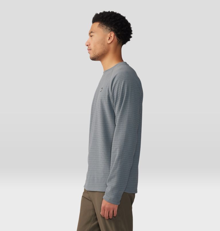 Men's Summit Grid Long Sleeve Crew, Color: Foil Grey, image 3