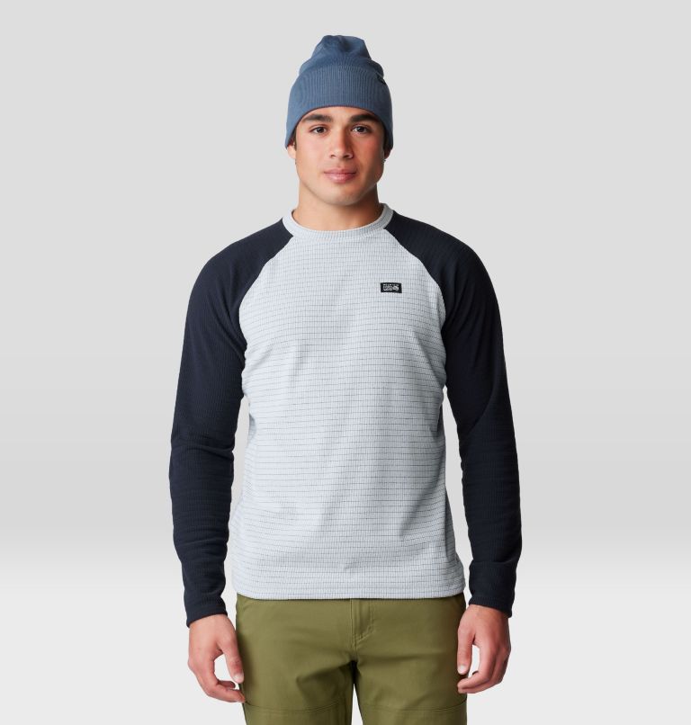 Chandail manches longues à col rond Summit Grid Homme, Color: Glacial, Black, image 1