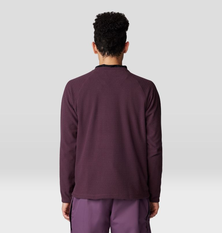 Men's Summit Grid Long Sleeve Crew, Color: Blackberry, image 2