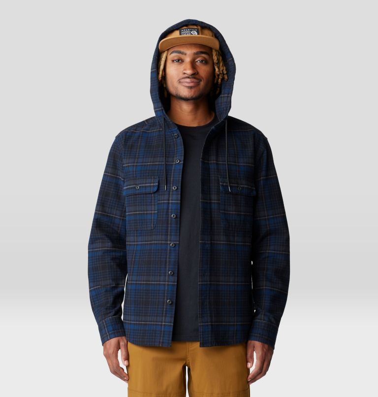Men's Dusk Creek Long Sleeve Hooded Shirt, Color: Dark Storm Bowline Plaid, image 6
