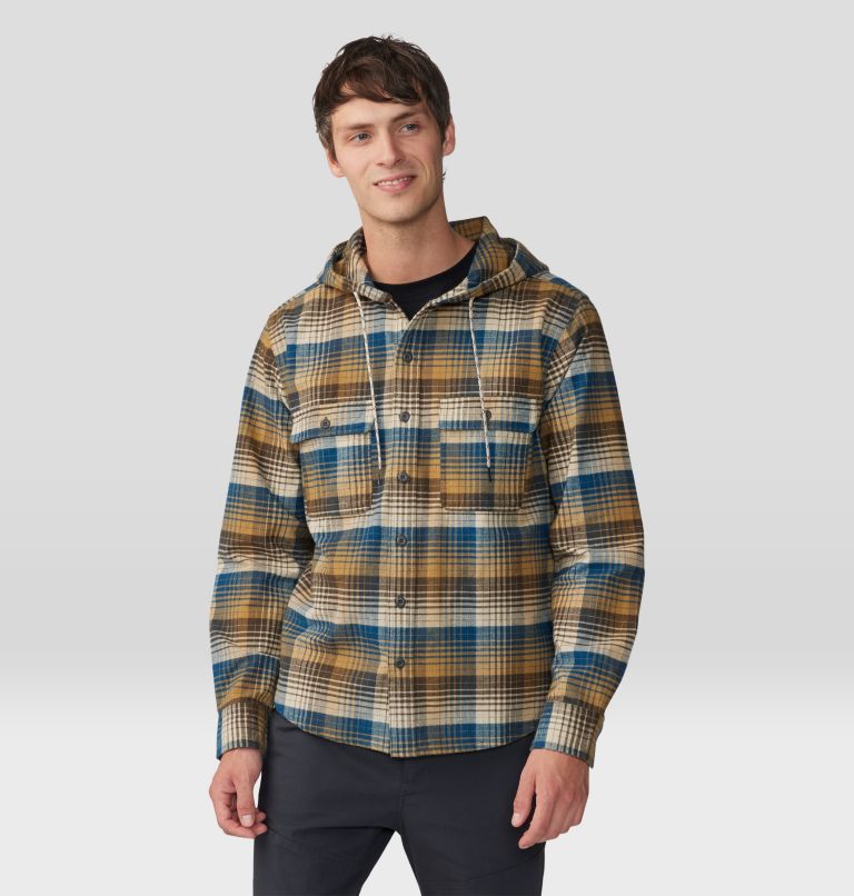 Plaid hooded sale flannel shirt