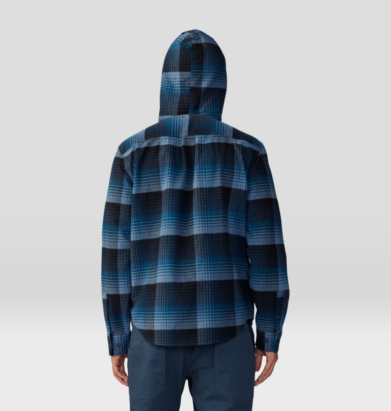 Men's Dusk Creek Long Sleeve Hooded Shirt, Color: Hardwear Navy Glass House Plaid, image 2