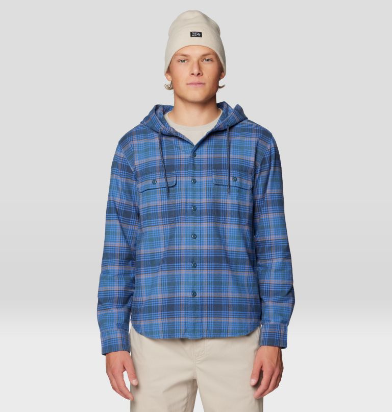 Men's Dusk Creek Long Sleeve Hooded Shirt, Color: Adriatic Blue Billy Plaid, image 1