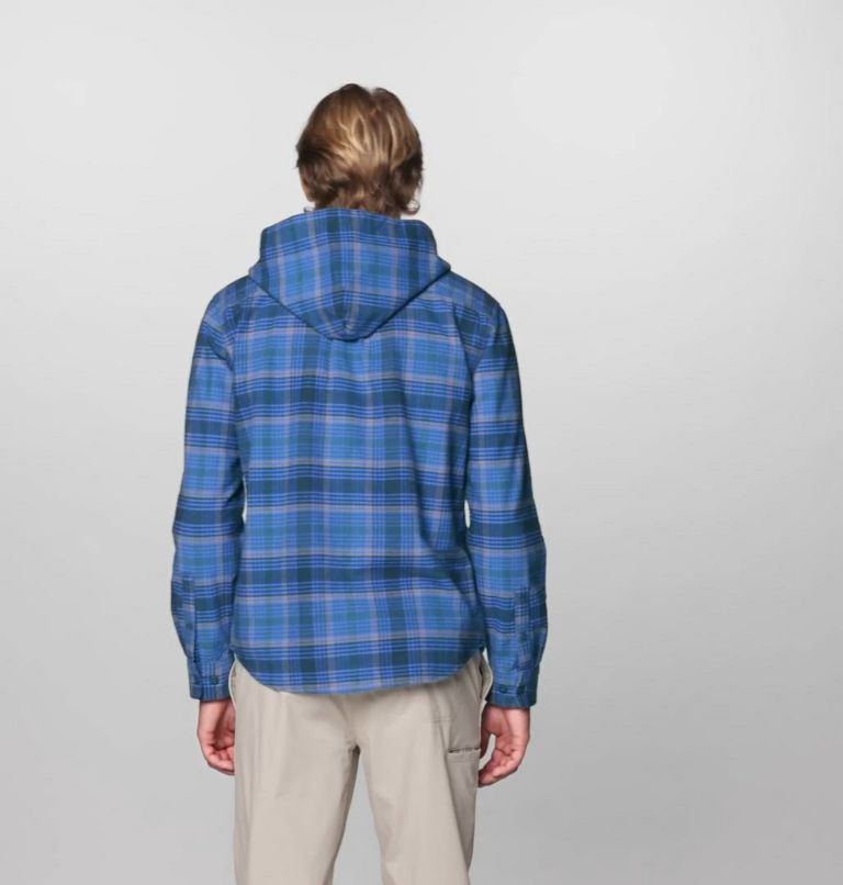 Men's Dusk Creek Long Sleeve Hooded Shirt, Color: Adriatic Blue Billy Plaid